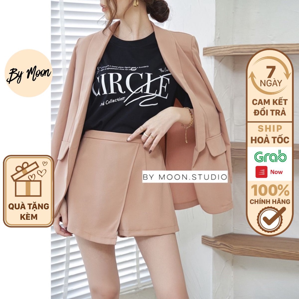 Áo Blazer nữ set áo blazer và chân váy giả quần thời trang nữ thiết kế BY MOON S001