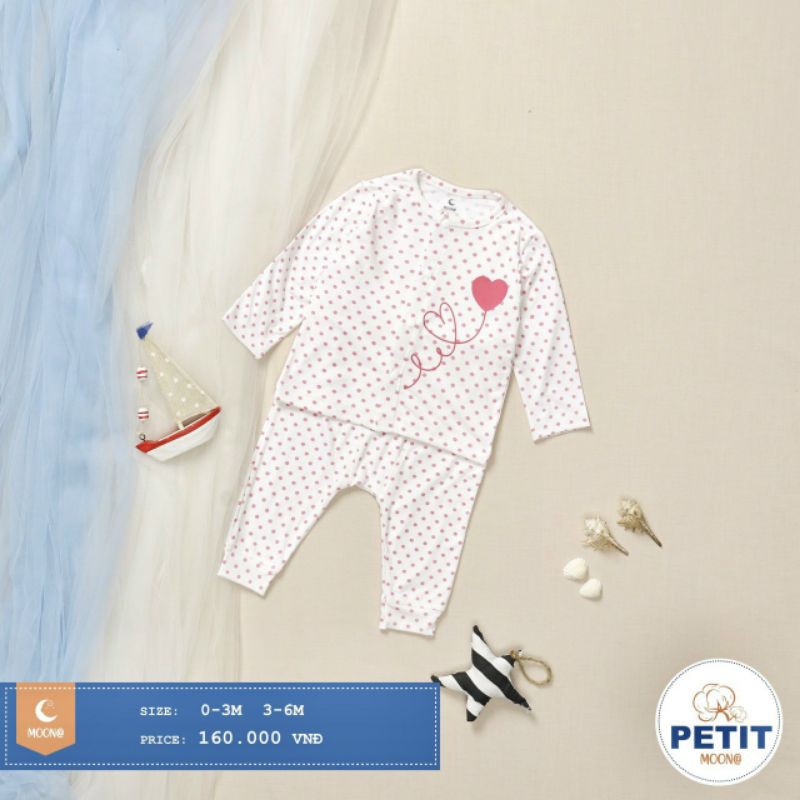 Moon -  (Nhiều mẫu) Bộ dài tay cài giữa vải petit mềm mát cho bé sơ sinh 3-7kg