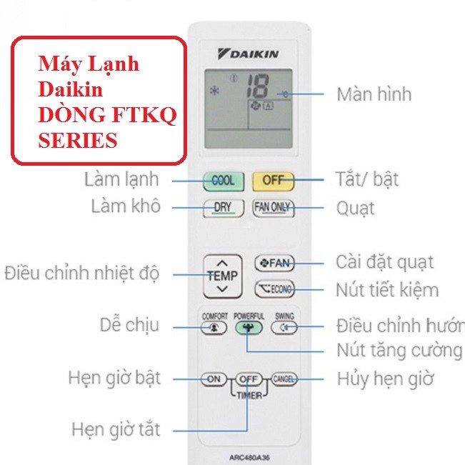 ĐIỀU KHIỂN ĐIỀU HÒA DAIKIN ARC480A21 dài mới