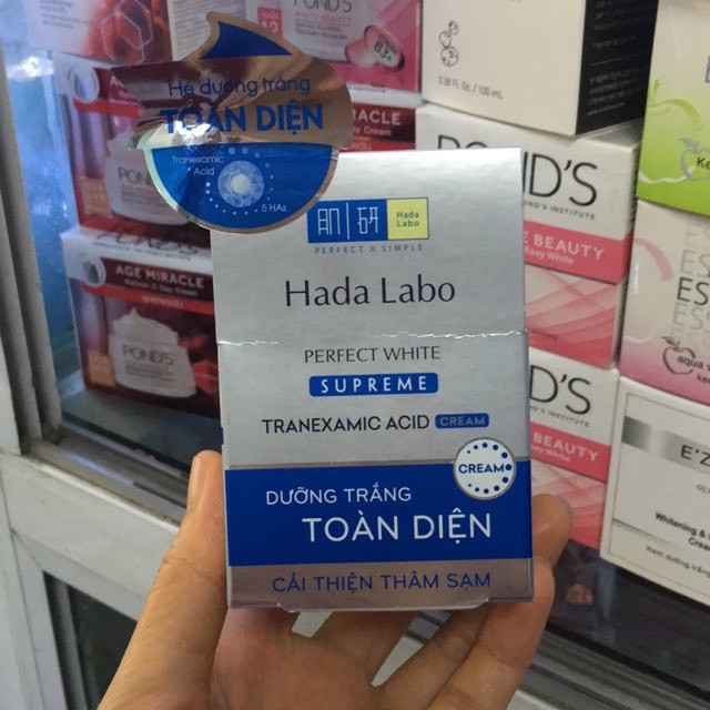 Kem dưỡng trắng da toàn diện Hada Labo Perfect White Supreme Cream 50g cải thiện thâm sạm , làm mờ nám và tàn nhang