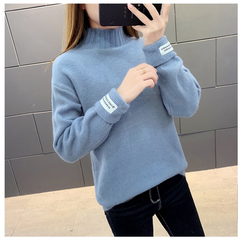 Áo len SUXI dài tay cổ cao dáng rộng thiết kế mới thời trang mùa thu dành cho nữ