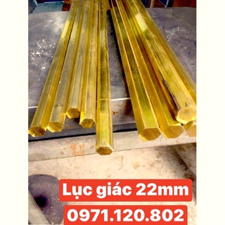 Thanh đồng vàng đặc lục giác 22mm dài 50cm