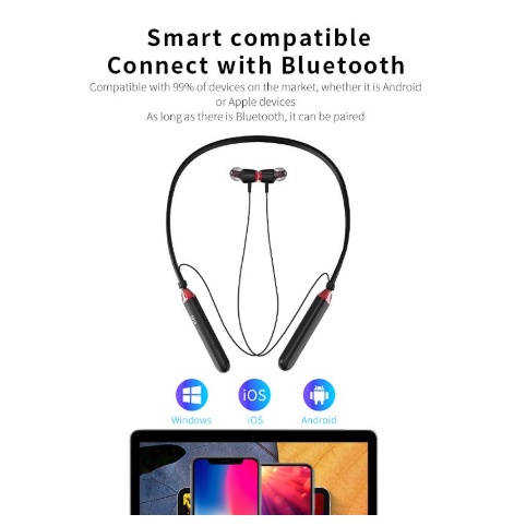 [Còn hàng] Nghe nhạc lâu 10 giờ Tai nghe Bluetooth không dây đeo cổ có pin dung lượng lớn Tai nghe thể thao