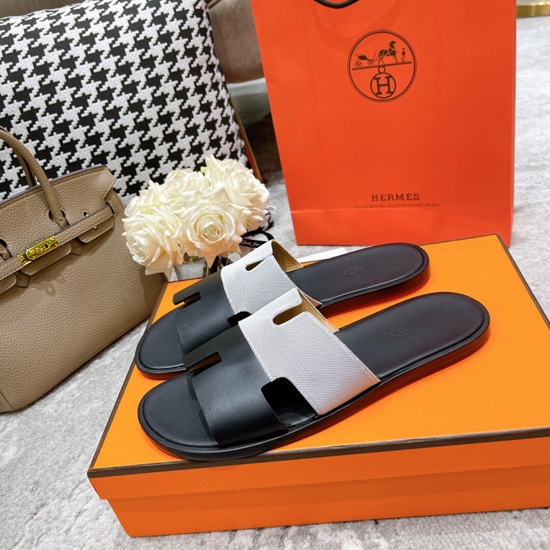Dép quai ngang chữ H logo thương hiệu Hermes HM 2022 cao cấp da thật cho nam