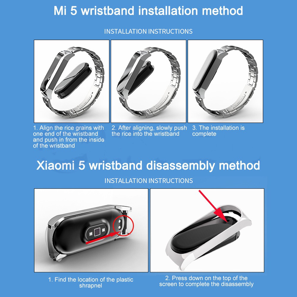 Dây đeo bằng kim loại không gỉ cho Xiaomi Mi Band 5