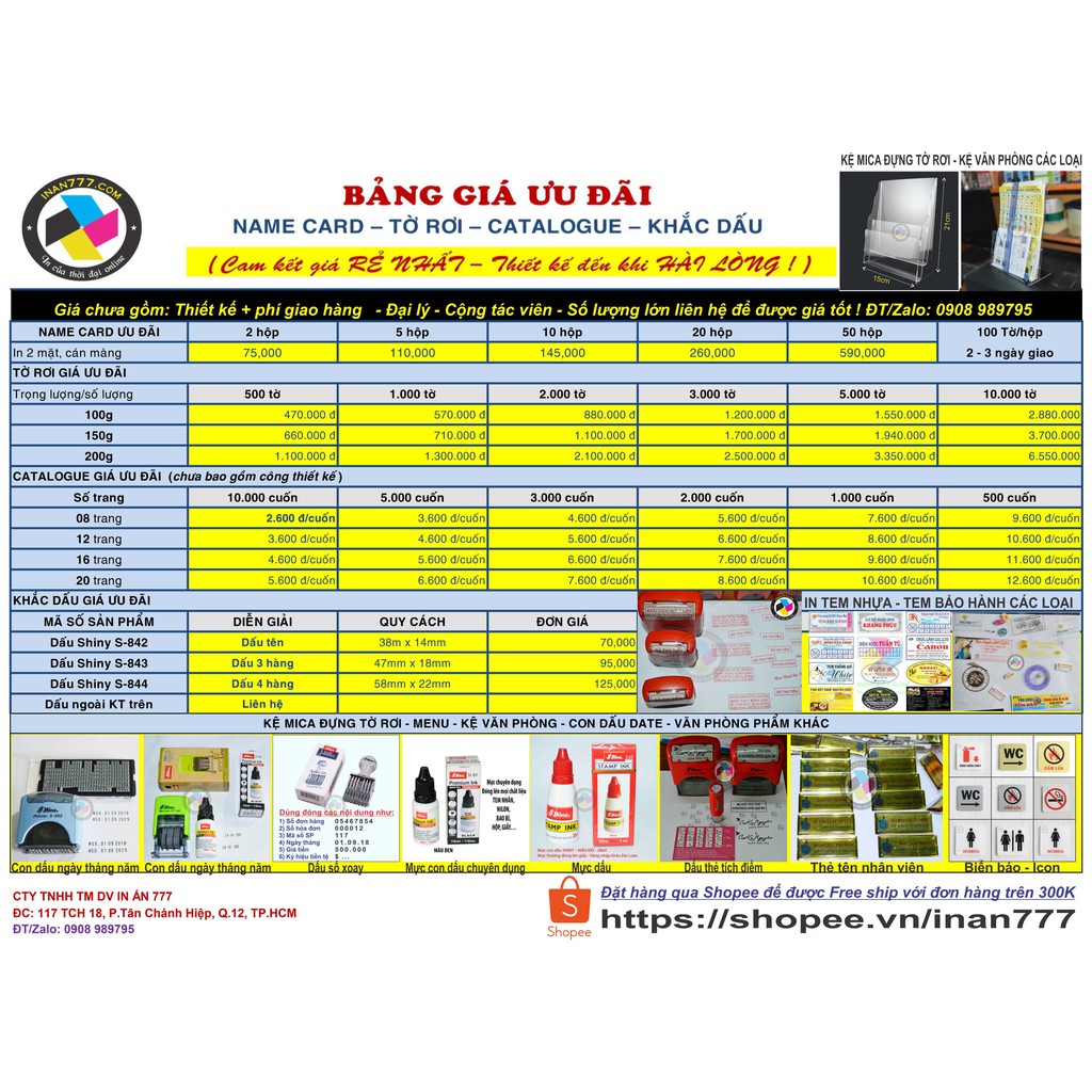 In tờ rơi giá rẻ - Tờ gấp - Catalogue 500 tờ A4 - 2 mặt - Giấy C100