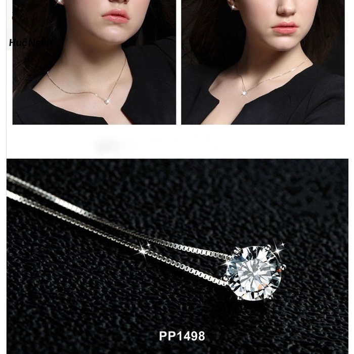 Bộ sản phẩm dây chuyền bạc và bông tai Ý 925 Huệ Ngân -Nụ đá PP1498-RYE140799