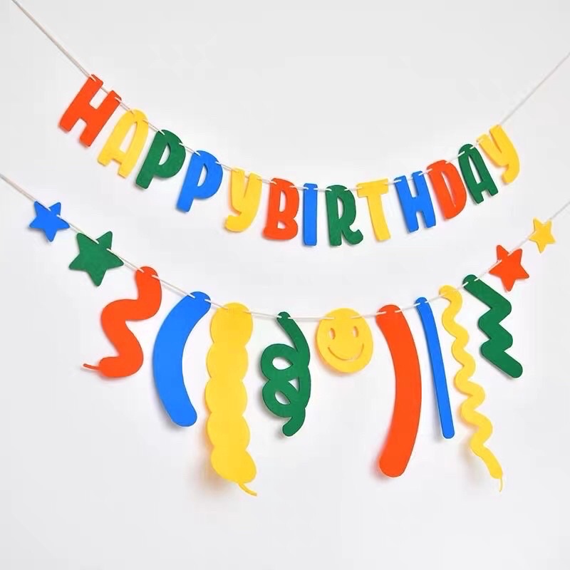 Set trang trí sinh nhật dây dạ Happy Birththday vải dạ trang trí sinh nhật hàn quốc cho mọi lứa tuổi [SDD001]