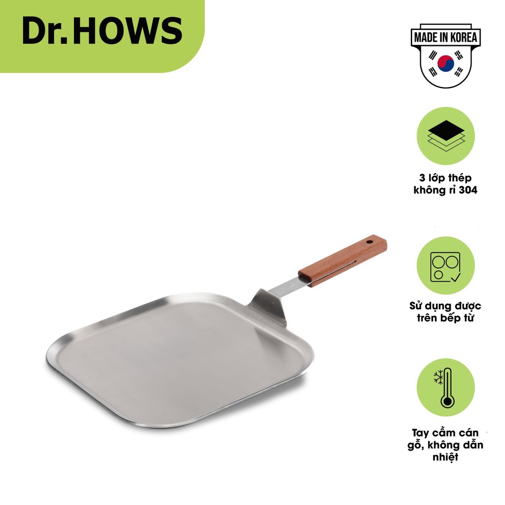 Chảo vuông cán gỗ Dr.HOWS Warm Wood 29cm