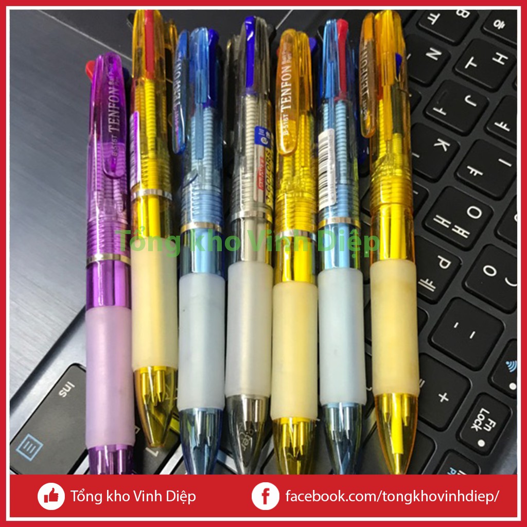 Combo 1 hộp 48 chiếc bút bi 3 ngòi 3 màu mực xanh đỏ đen - Hàng loại 1