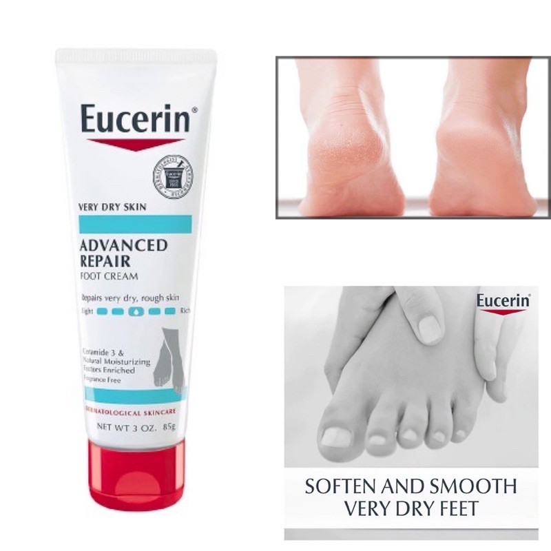 EUCERIN KEM DƯỠNG DA CHÂN VÀ CẢI THIỆN NỨT GÓT CHÂN Intensive Repair Foot Creme Fragrance Free 10% 85gr (Bill Mỹ)