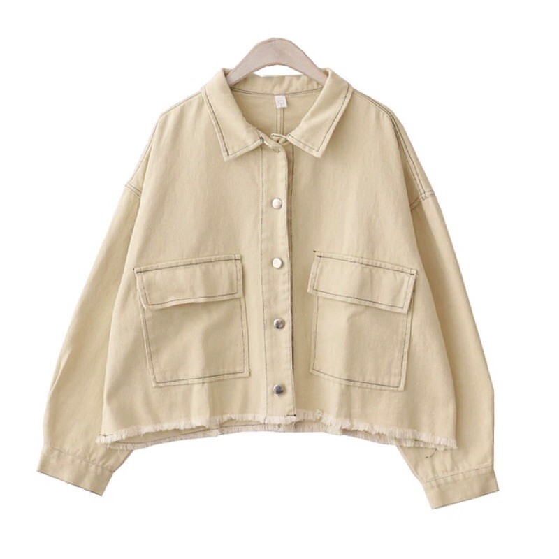Áo khoác denim form crop