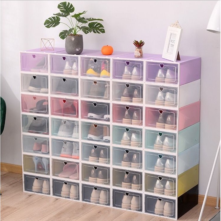 Hộp Đựng Giày Lắp Ghép, Tủ Sắp Xếp Giày Thông Minh Đen Full Size Lớn Chịu Lực Tốt