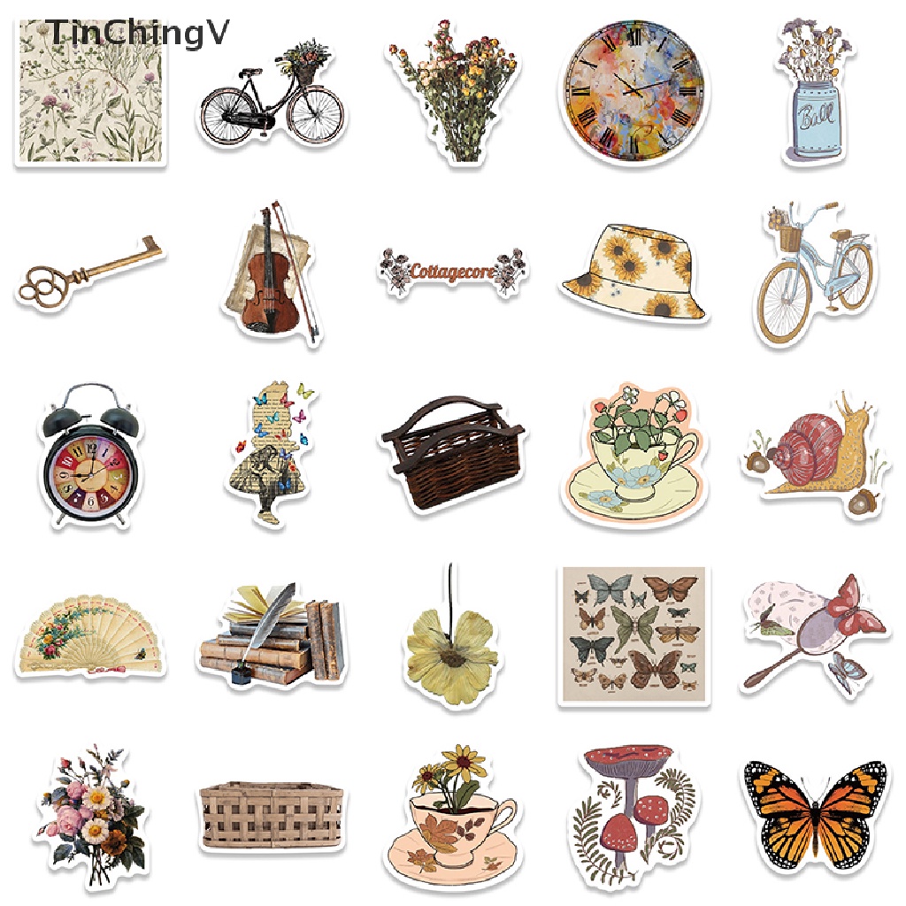 Set 50 Miếng Dán Họa Tiết Graffiti Dùng Trang Trí Sổ Tay / Xe Hơi Phong Cách Retro