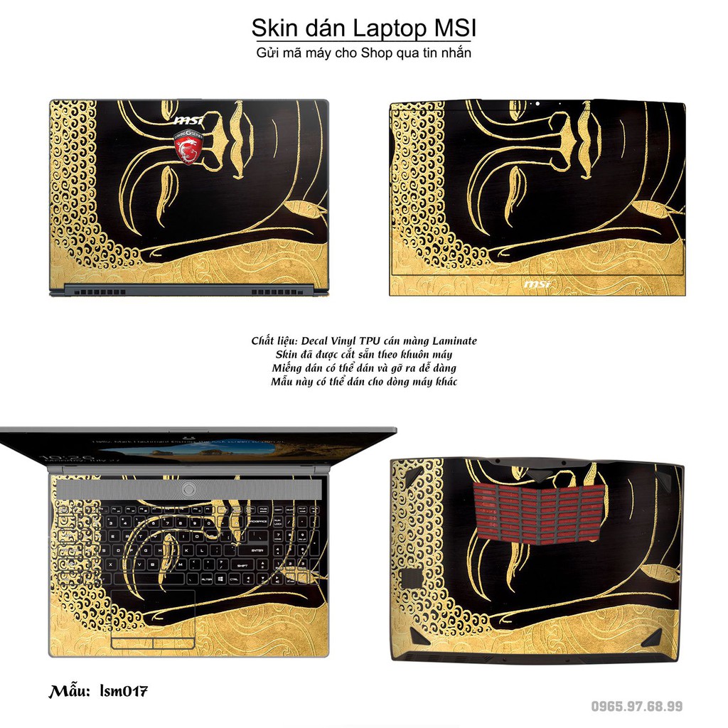 Skin dán Laptop MSI in hình Đức Phật (inbox mã máy cho Shop)