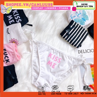 Sẵn hàng - Che tên sản phẩm -[Dưới 65kg] -Quần Lót Cotton Cột Dây FUCKME - CAMLUU99
