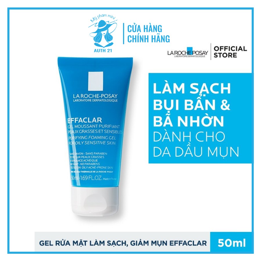 [50ml] Sữa Rửa Mặt Cho Da Dầu Mụn, Nhạy Cảm - La Roche - Posay Effaclar Purifying Foaming Gel Cleanser