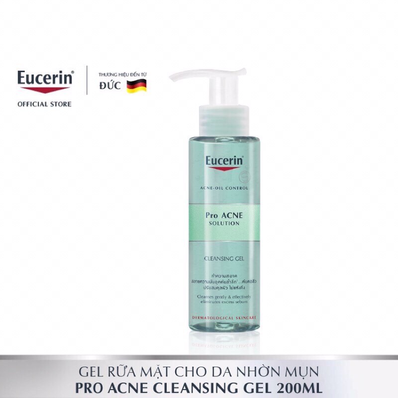 Gel rửa mặt dành cho da mụn Eucerin loại bỏ nhờn ngừa mụn 200ml - ka