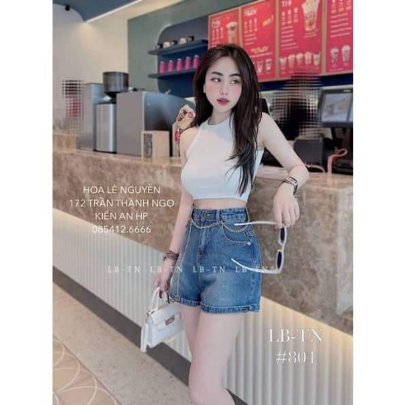 Quần sooc jeans kèm đai xích hàng QCL1