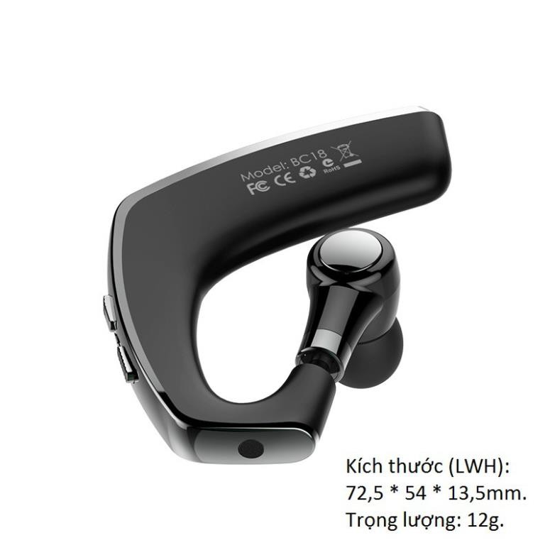 Tai nghe Bluetooth pin 110mAh cho 10 giờ nghe nhạc / cuộc gọi, thời gian chờ 220 giờ  BC18 MaxMove