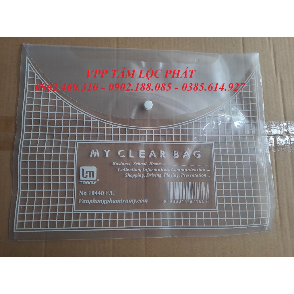 SỈ 100 chiếc Túi Clearbag khổ F DÀY - Túi đựng hồ sơ có cúc - Túi khuy - Bìa nút