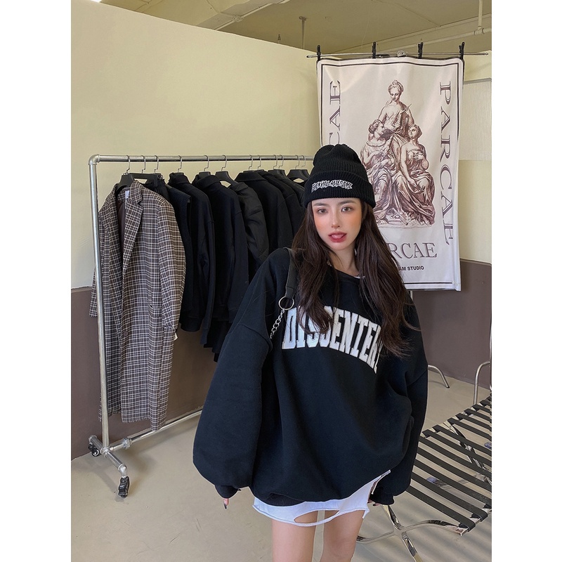 Áo Sweater Tay Dài Cổ Tròn Dáng Rộng Phong Cách Hàn Quốc Thời Trang 3 Màu Tùy Chọn Cho Nữ | BigBuy360 - bigbuy360.vn