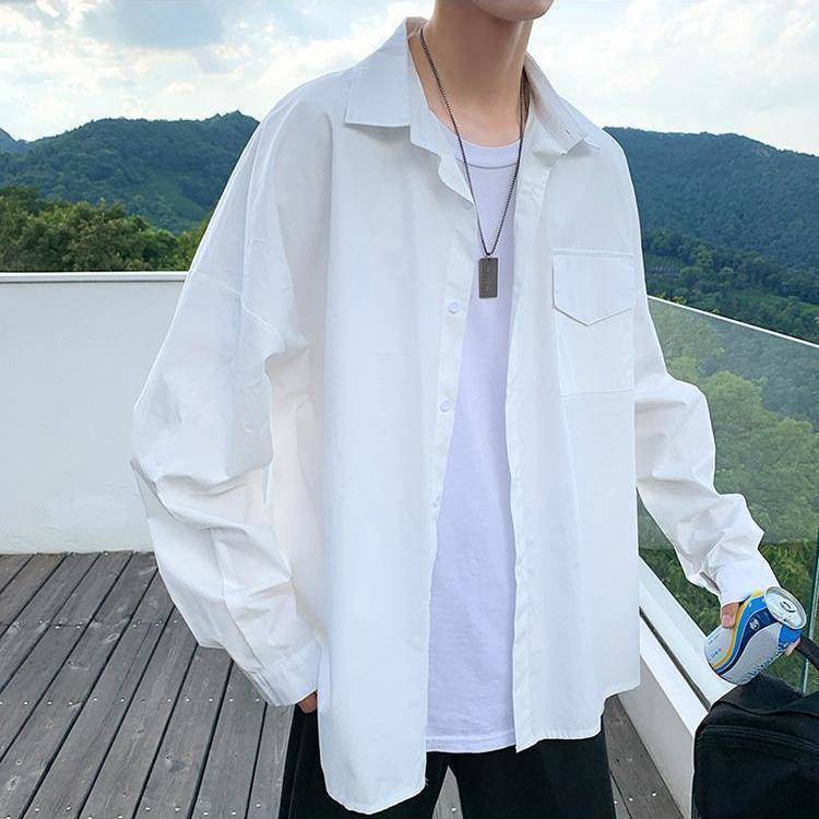 phong cách Hàn Quốc đẹp trai nam áo sơ mi mùa hè lỏng lẻo