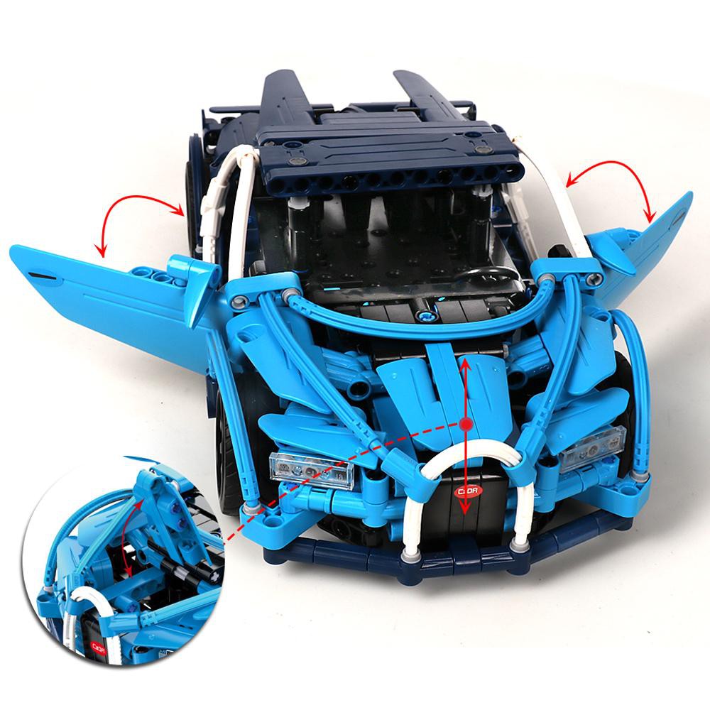 Đồ Chơi Lắp Ráp Kiểu Lego Điều Khiển Từ Xa Mô Hình Siêu Xe Bugatti Blue Phantom Car CADA C51053 Với 419 Chi Tiết