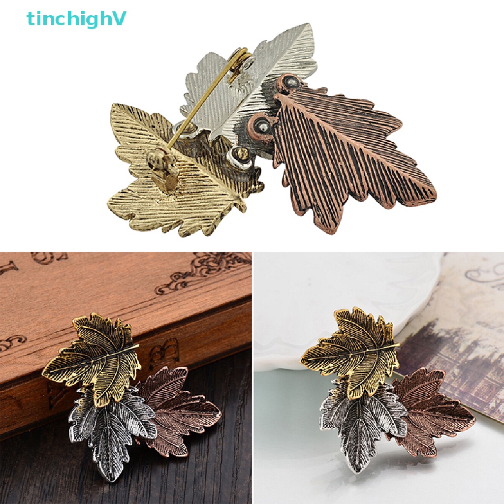 [TinchighV] Ghim Cài Áo Hình Lá Phong Mạ Vàng / Bạc Phong Cách Vintage Cho Nữ [Mới]