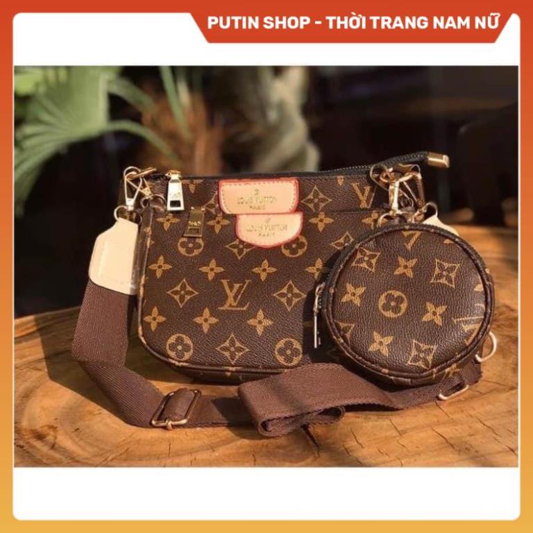 Túi xách nữ Set túi 3 món l.V 3 in 1 đeo chéo đeo vai dây dù nâu hot trend , kèm phụ kiện thời trang đi chơi