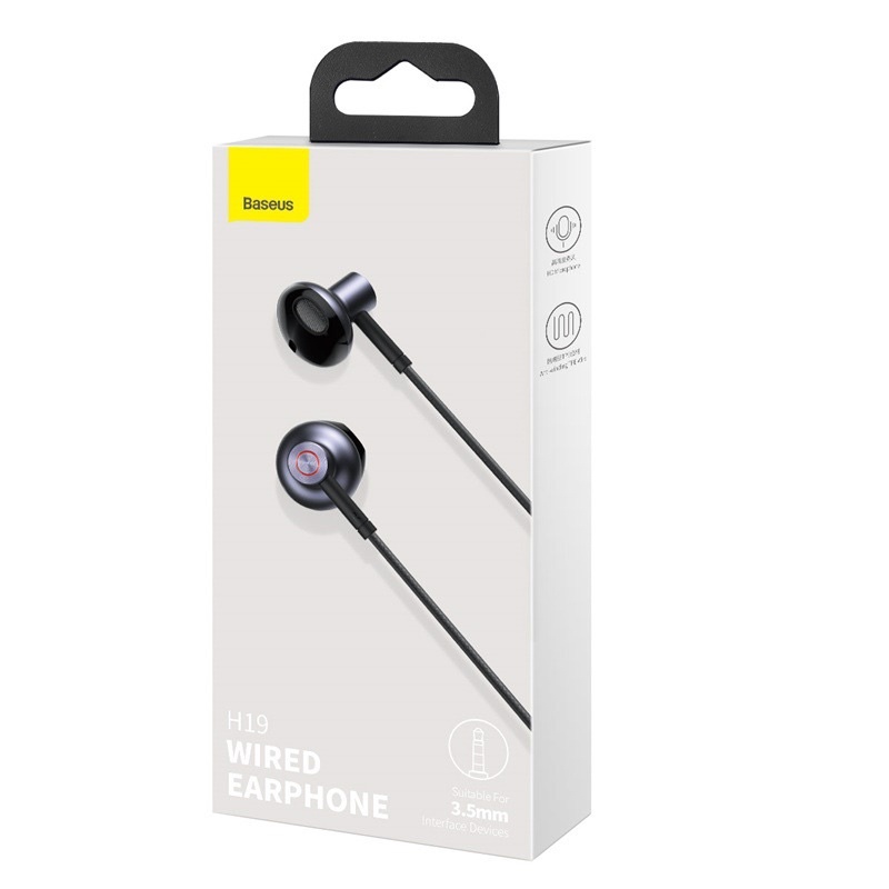 Tai Nghe Nhét Tai Có Dây Basues - H19 Jack Cắm 3.5Mm có Mic Đàm Thoại - Cách Âm - Chống Ồn - Âm Thanh Nổi 6D