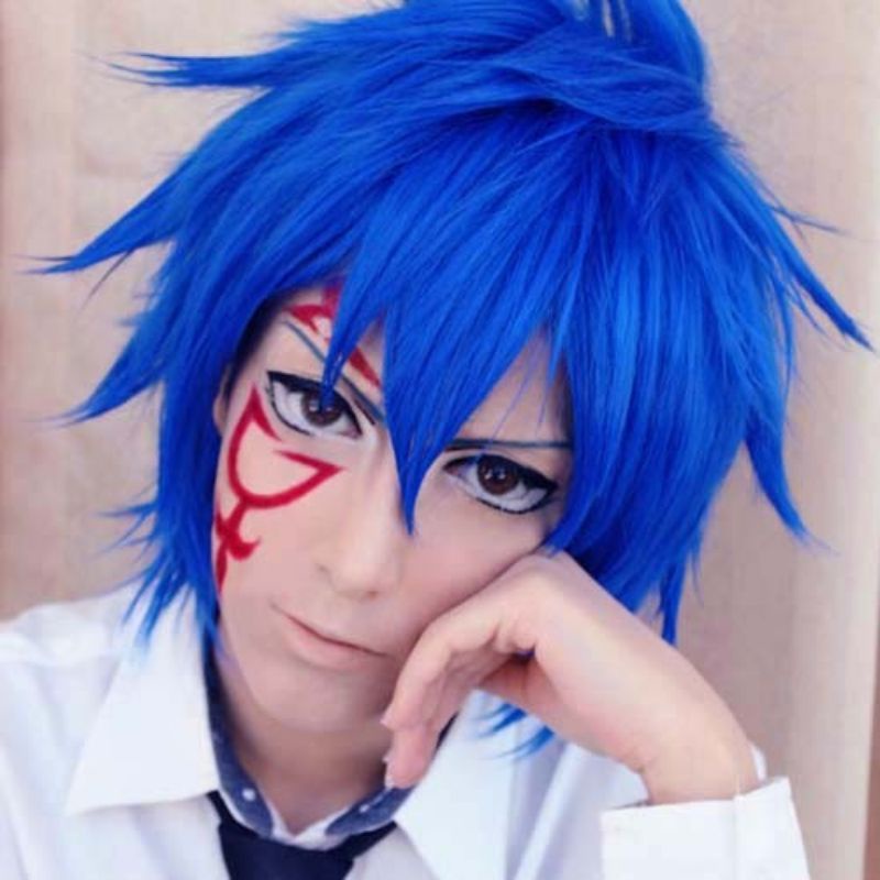[sẵn] Wig/tóc giả cosplay Jellal - Fairy Tail màu xanh dương [Miu Cosplay]