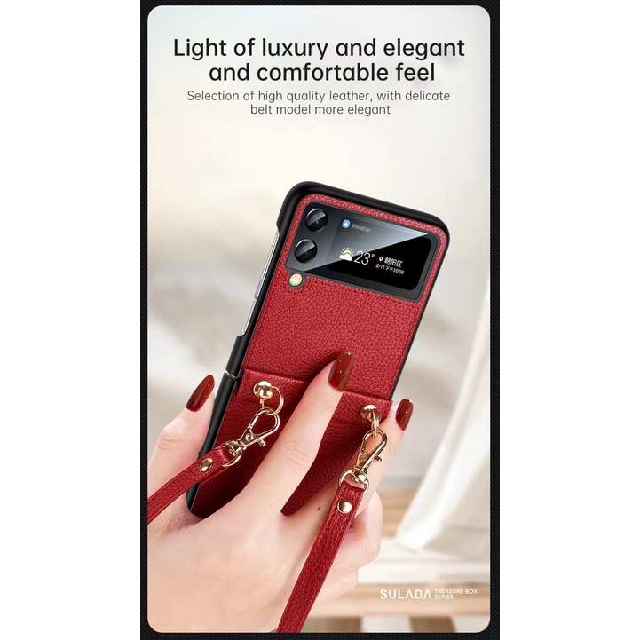 Ốp lưng Chính Hãng Sulada Da Thời Trang cho Samsung Galaxy Z Flip 3