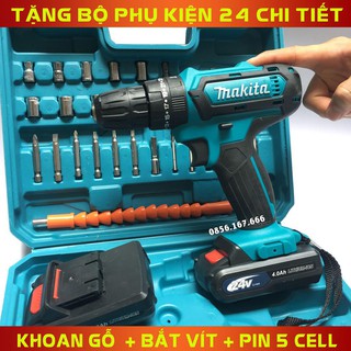 Máy Khoan Pin Makita 24V TẶNG 2 Pin kèm bộ Phụ Kiện