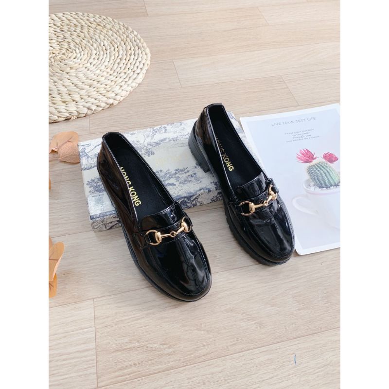 Giầy đốc phối khoá gót 3p chất da bóng siêu mềm hót,,