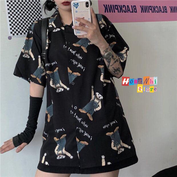 Áo Sơ Mi Hoạ Tiết Tay Lỡ Dáng Rộng, Sơ Mi Đi Biển, Sơ Mi Hoạt Hình Tay Lửng Unisex - MM | BigBuy360 - bigbuy360.vn