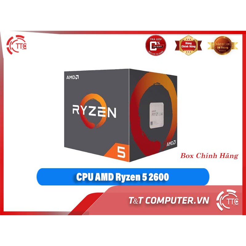 CPU AMD Ryzen 5 2600 (3.4GHz turbo up to 3.9GHz, 6 nhân 12 luồng, 16MB Cache, 65W) - Socket AM4 NEWBOX bảo hành 36 tháng