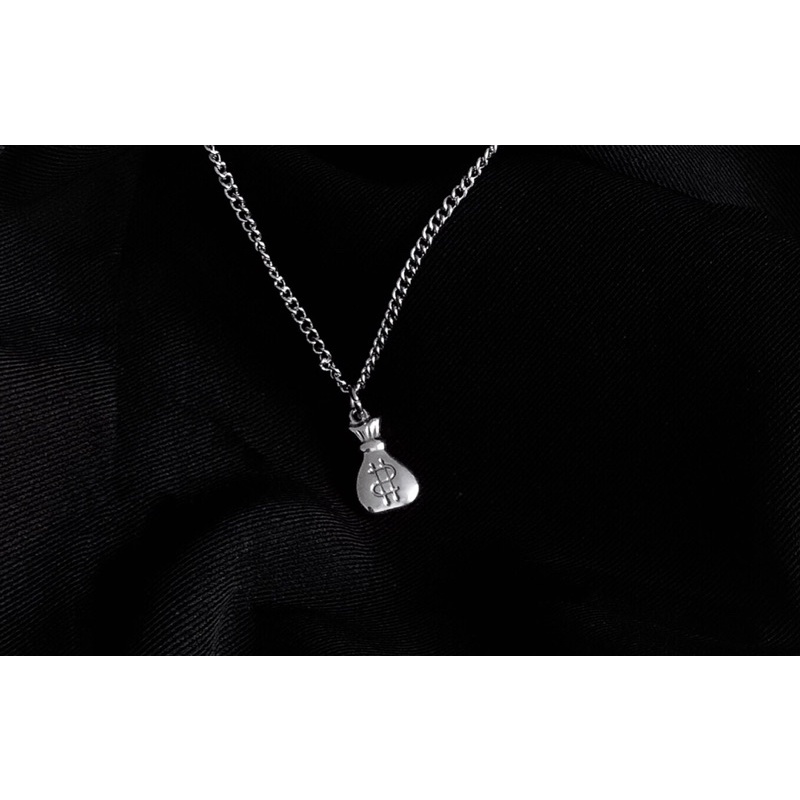 Dây chuyền thép titan không gỉ mặt hình túi tiền Dolla Bag phong cách Hiphop chuỗi dây xích