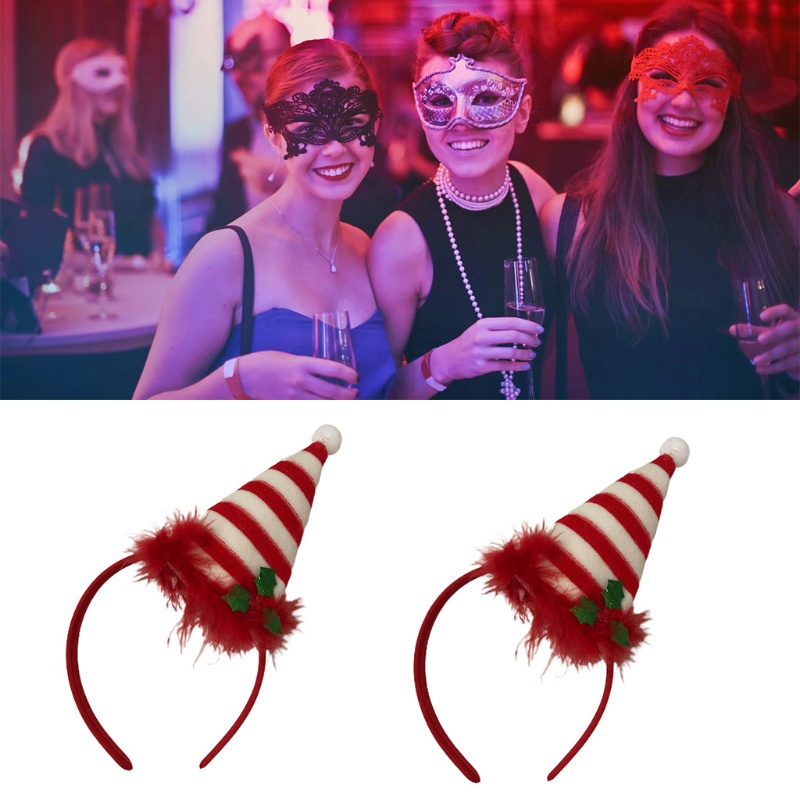 Cài Tóc Hình Nón Ông Già Noel / Lông Vũ Sọc Phụ Kiện Chụp Ảnh Giáng Sinh Mới Lạ