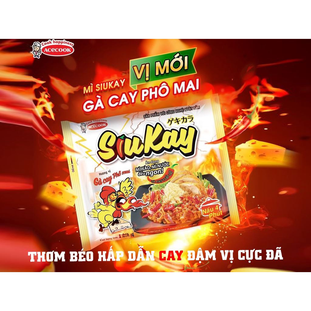 Thùng 24 gói Mì gà cay phô mai SiuKay gói 129g