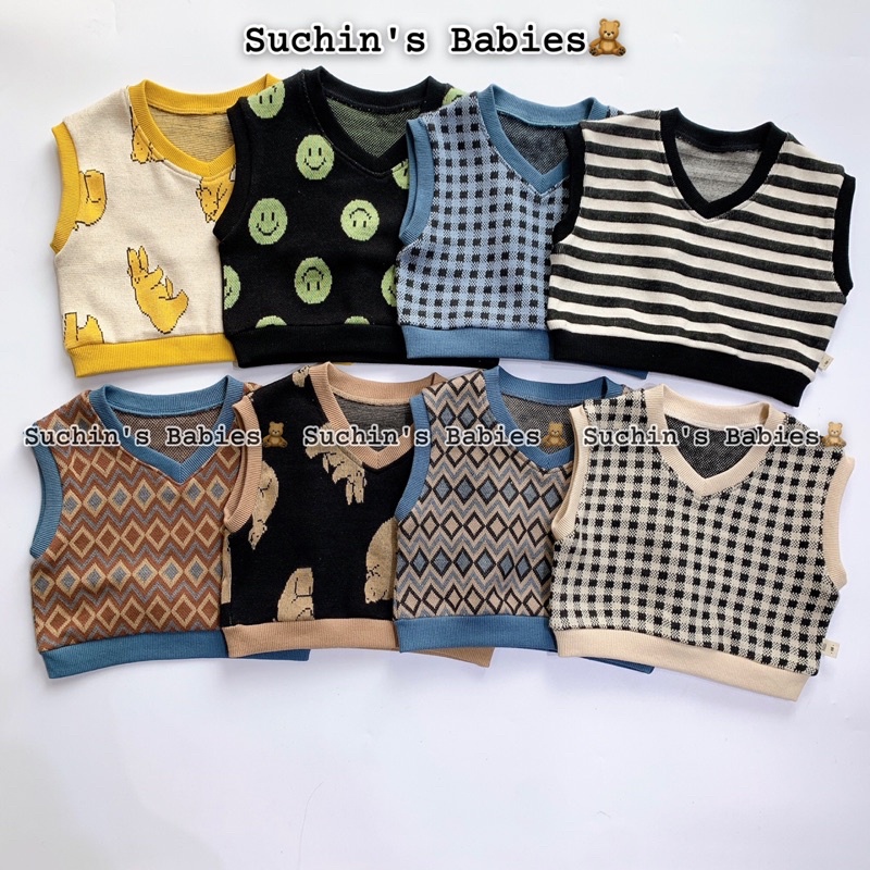 Áo Gile len cho bé phong cách Hàn Quốc cho cả bé trai và bé gái Suchin