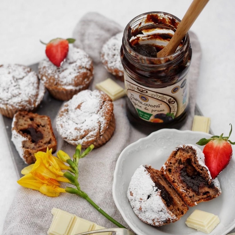 Mứt mận nguyên chất Romania 100% mận tươi không đường nhãn hiệu Topoloveni lọ 350g