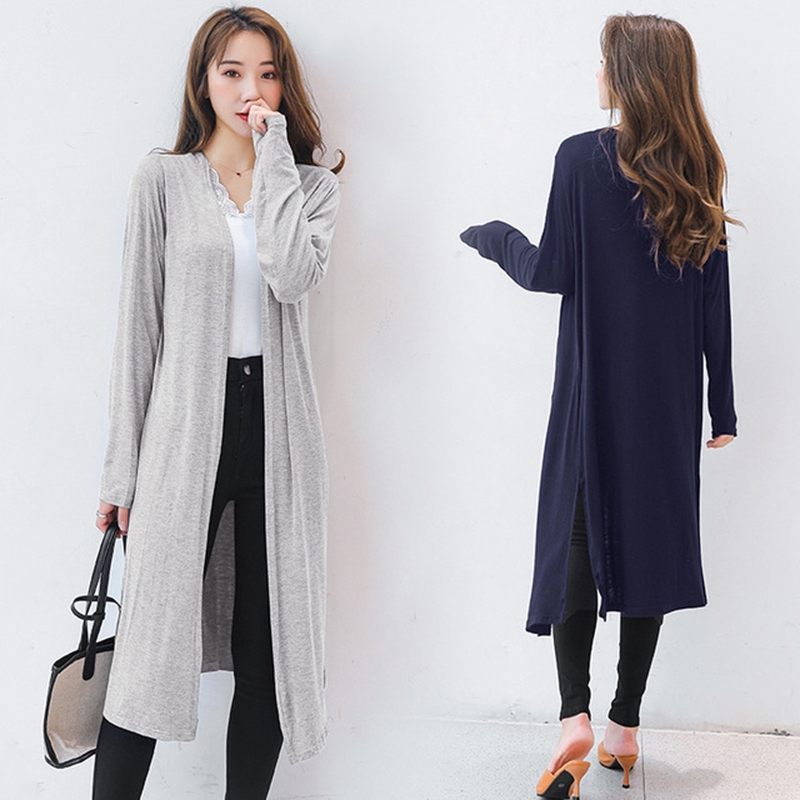 Áo khoác cardigan dáng dài xẻ tà thời trang dành cho nữ