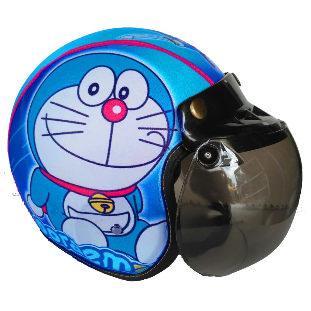 Mũ Bảo Hiểm Bằng Da Tổng Hợp Hình Doraemon Cho Bé Từ 2-7 Tuổi