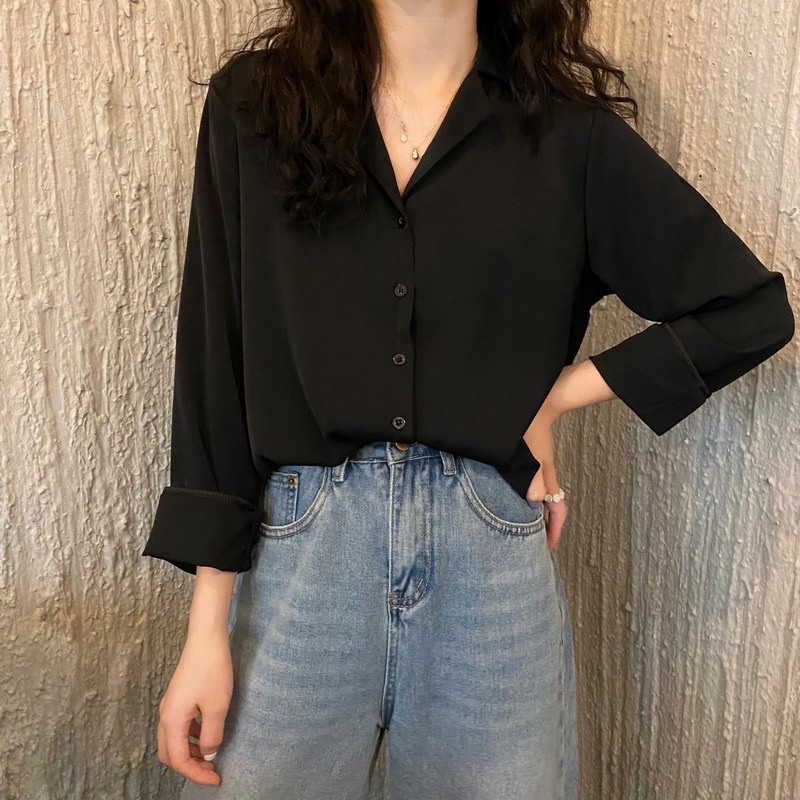 Áo Sơmi Nữ Dài Tay Cổ Vest Dáng Basic Nhiều Màu Áo Sơmi Nữ Công Sở Thanh Lịch 2022 | BigBuy360 - bigbuy360.vn