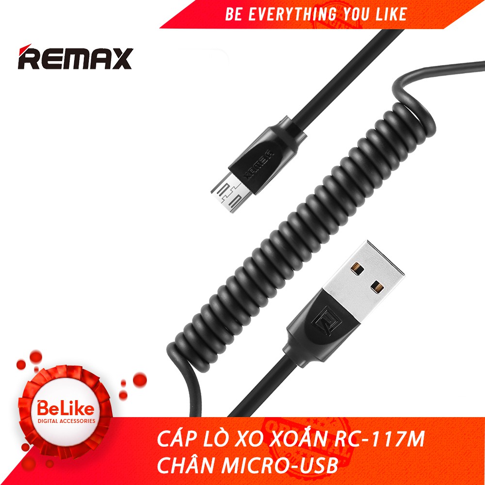 Cáp sạc lò xo xoắn RC-117m ✔️Chân Micro USB ✔️ Hàng Chính Hãng