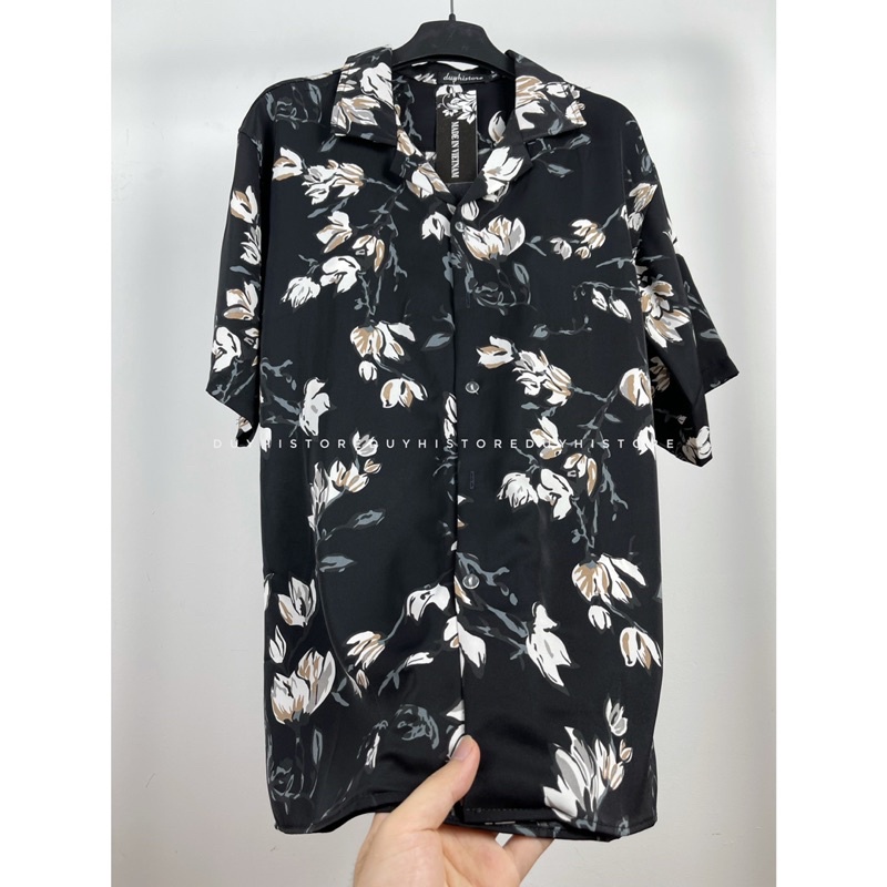 Áo sơ mi cộc tay unisex form rộng họa tiết Hoa Mới cho nam nữ | DUYHI