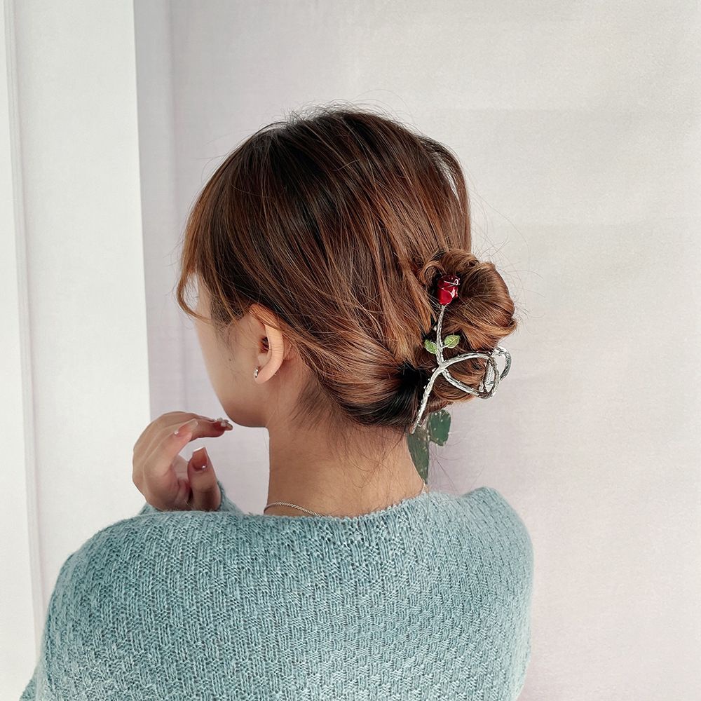 Kẹp tóc hợp kim hình hoa hồng phong cách Hàn Quốc cổ điển dành cho nữ