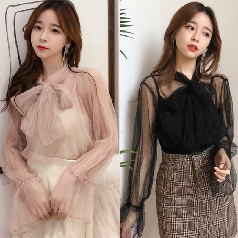 Áo dài tay vải lưới xuyên thấu thời trang nữ tính | Shopee Việt Nam