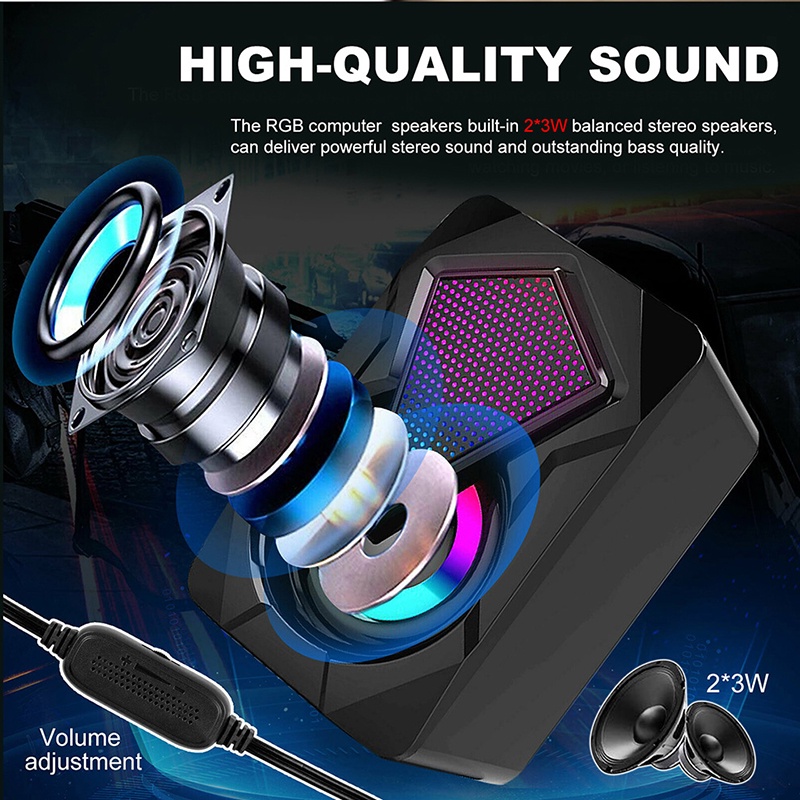 Loa máy tính, laptop, điện thoại 2.0 9077, Led RGB 7 Màu - Dùng cho máy tính pc, điện thoại, laptop - bảo hành 1 đổi 1
